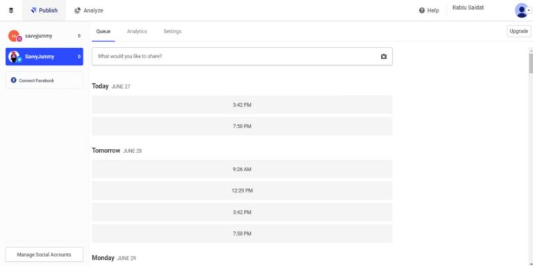 social media scheduling tools: Buffer