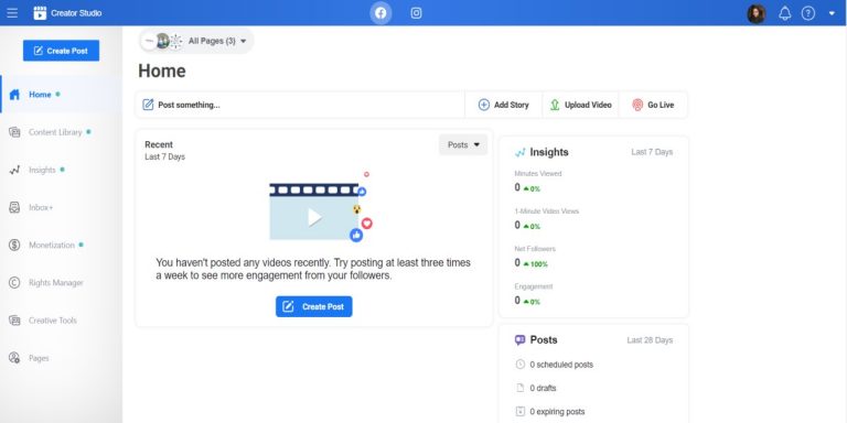 social media scheduling tools: Facebook Creator Studio